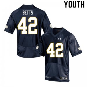 Notre Dame Fighting Irish Youth Stephen Betts #42 Navy Under Armour Authentic Stitched College NCAA Football Jersey PUF6299IV